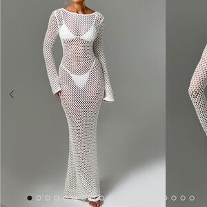 Elegant White Knit Maxi Dress